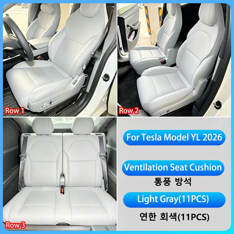 Pro Tesla Model YL 2026 Větraný Kožený Potah Sedadla Polštář Odolný proti Opotřebení Prodyšný Pohodlný Potah Sedadla Interiérový Doplněk