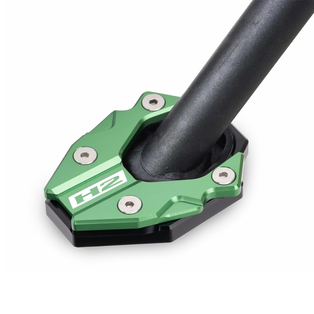 MotHeartCNC Motorcycle Side Stand Enlarger for Z H2 (2020-2024) and Z H2 SE (2021-2024) (Green)