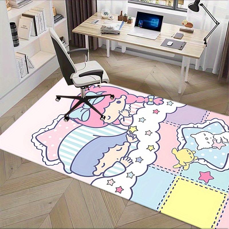 Office Rug Little Twin Stars, Sanrio Characters Anti-Slip Rug, Machine Washable for Living Room, Bedroom, Office, Multiple Sizes, Bedroom Mat, Decorat