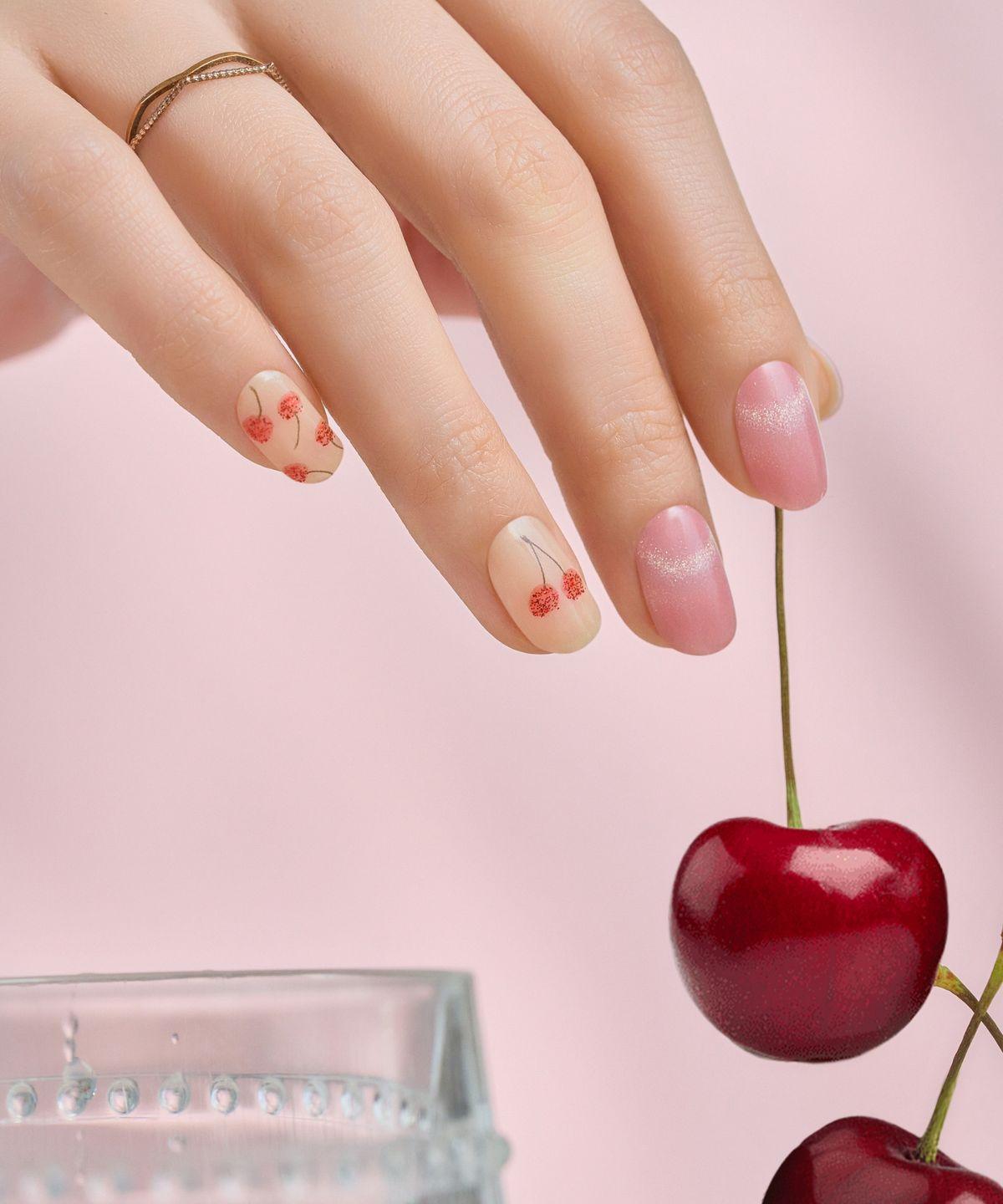 Cherry Magnet Stick-on Gel Nails