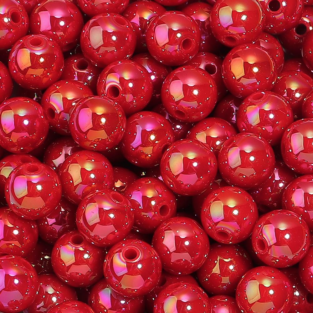 20-200pcs/lot 6-16mm Plated UV Colored Acrylic Ball Beads Loose Spacer Round Bead For DIY Phone Chain Bracelet Jewelry Accessory
