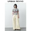 UR 2025 Autumn Women's Letter Print Slim Short Sleeve T-shirt