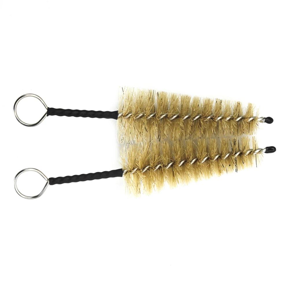Mouthpiece Cleaning Brush 2 Pcs Wind Instrument Brown Natural Mane Brush for Saxophone Clarinet Trumpet Flute Accessories