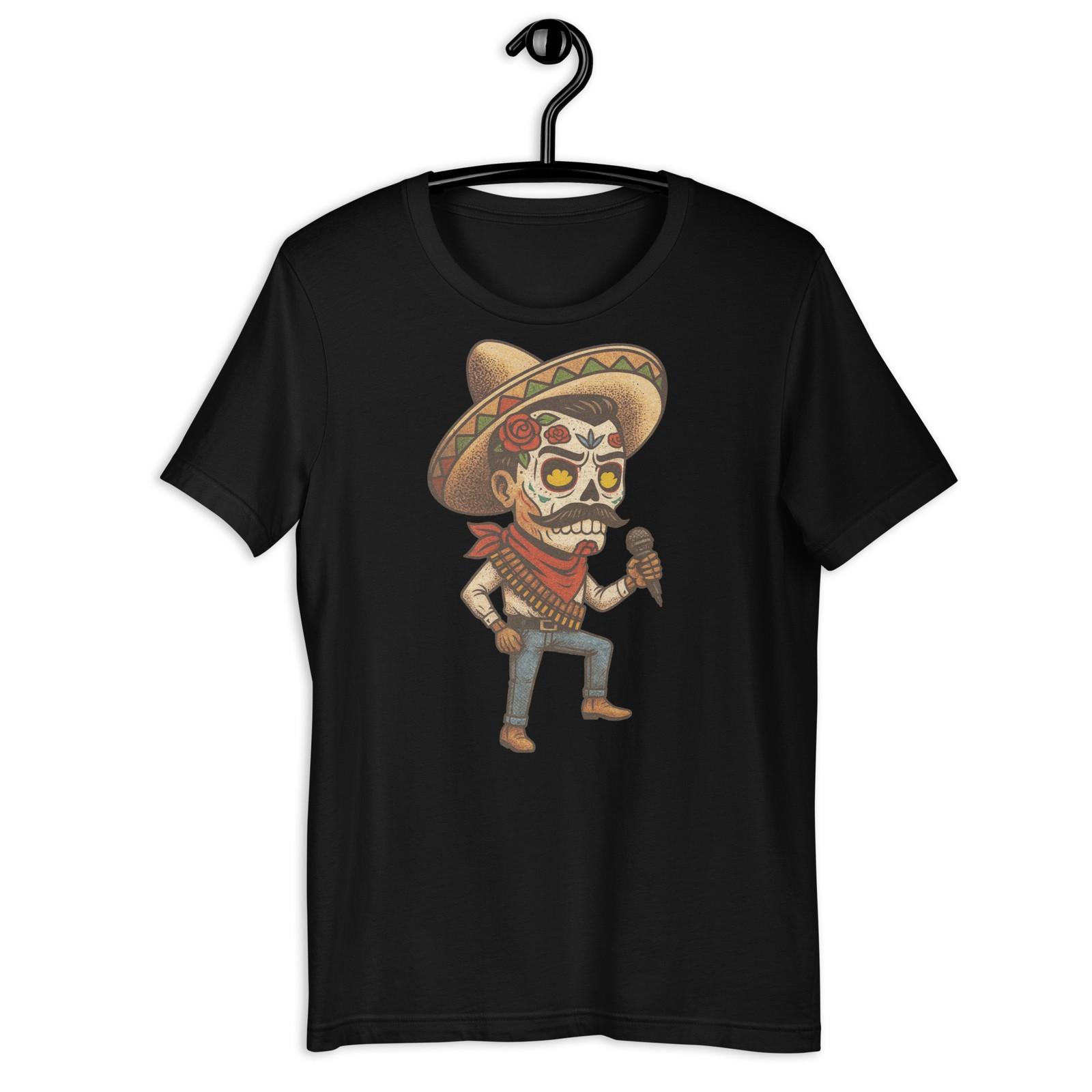 Zapata Sugar Skull Singer Mexican Dia de los Muertos Graphic Tee S