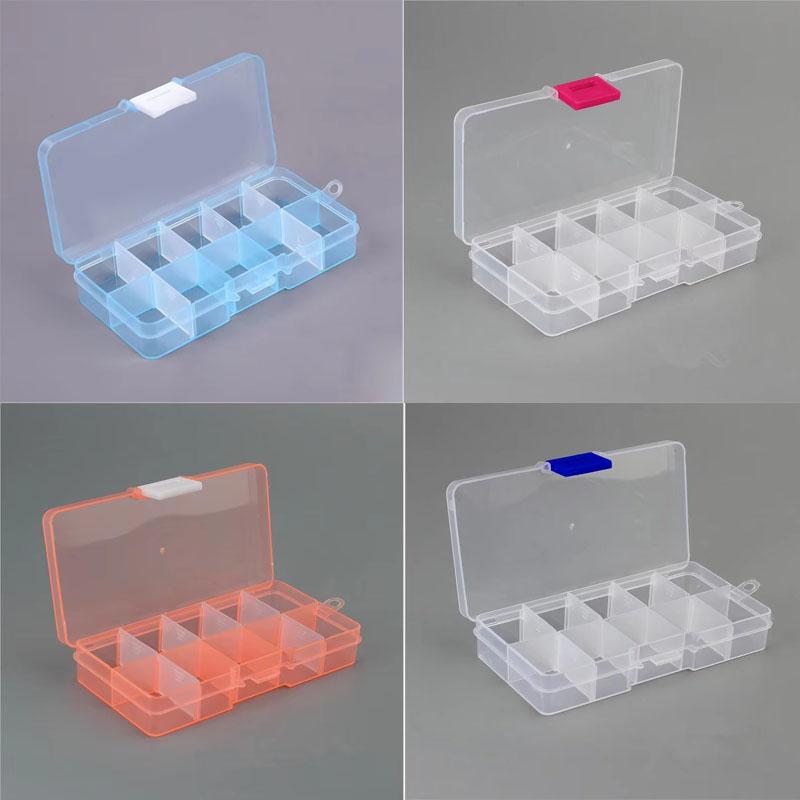10 Grids Storage Box Container Jewelry Bead Case Organizer Boxes Case Compartments Plastic Transparent Detachable Organizadores
