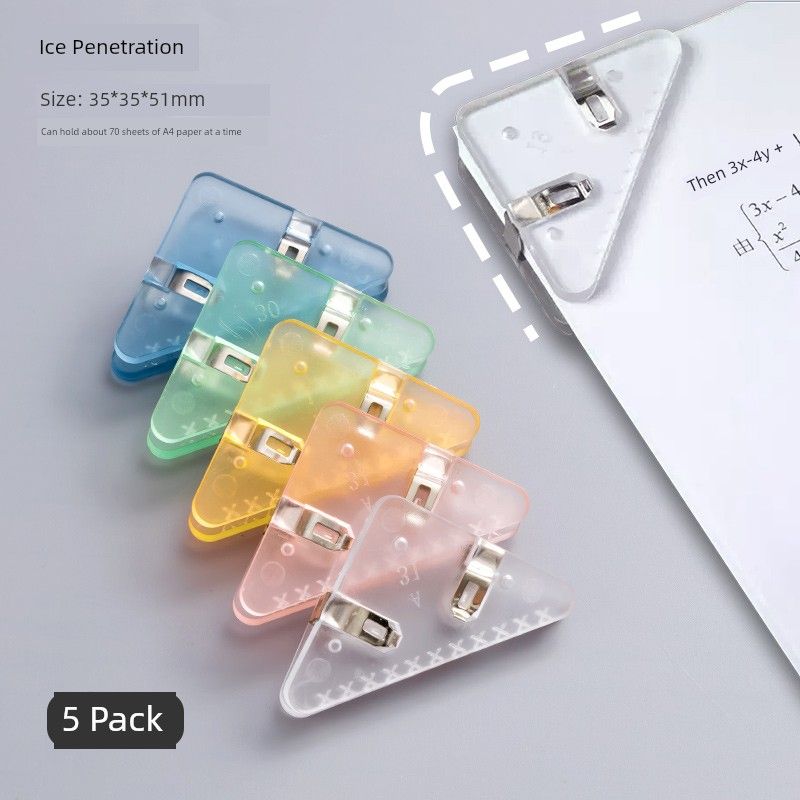 

Clip Only for Pupils Paper Storage Handy Gadget Transparent Material Clip Book Holder Fixed Paper Book Corner Protection Book Anti-Corner Folded Icy Clear Series - 5 Pack