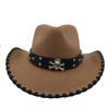 2023 New Wrapped Western Cowboy Hat Men's and Women's Jazz Cowboy Hat with Leather Wide Brim Church Panama Fedora Hat