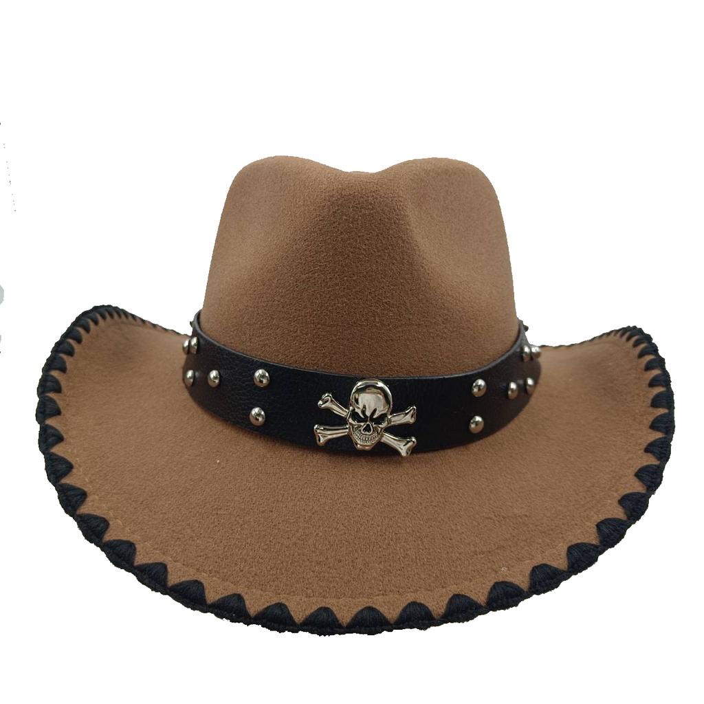 2023 New Wrapped Western Cowboy Hat Men's and Women's Jazz Cowboy Hat with Leather Wide Brim Church Panama Fedora Hat