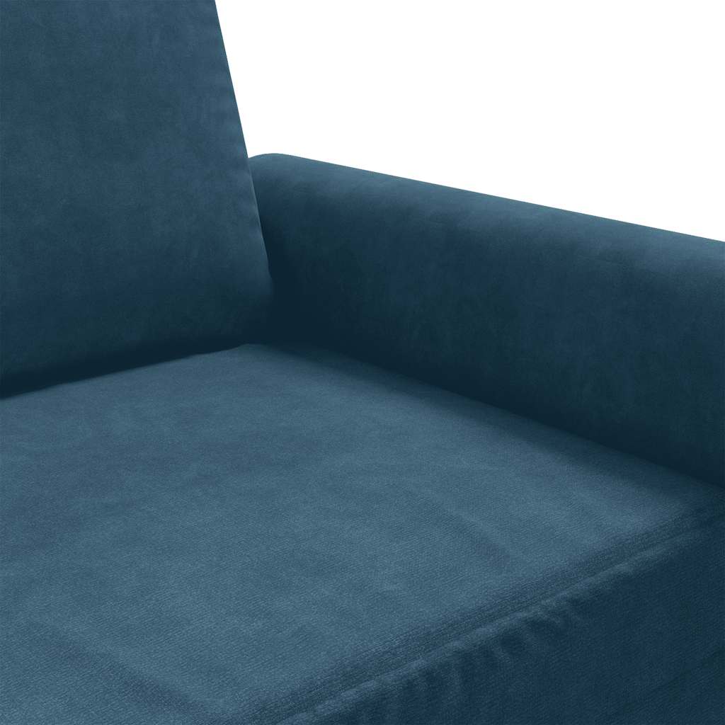 Vidaxl 3-Seater Sofa, Blue, 180 Cm, Upholstered In Velvet