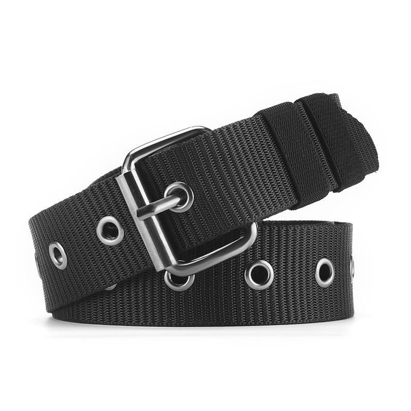 

Stylish Canvas Belt For Men With Durable Metal Buckle Fashionable And Versatile Design Black
