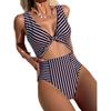 Jednoczęściowy strój kąpielowy w paski Vintage Stroje kąpielowe Kobiety Dekolt w serek Strój kąpielowy Kostiumy kąpielowe damskie Body na lato