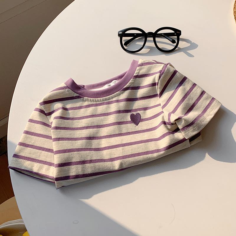 Boys' And Girls' Casual Cotton Short-sleeved T-shirts For Summer, Cute Striped Children's T-shirts