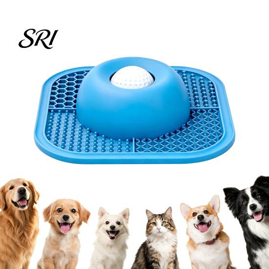 Slow Feeder for Soft Food Dog Bowl with Lick Mat Non-Slip Interactive Anti-spill Rolling Ball Silicone Licking Toy Liquid And Thick Treat Dogs