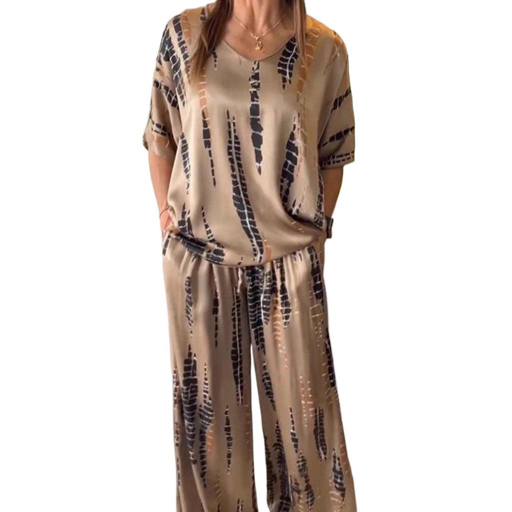 Summer 2025 Women's Round Neck Fashion Printed Loose Two-piece Set