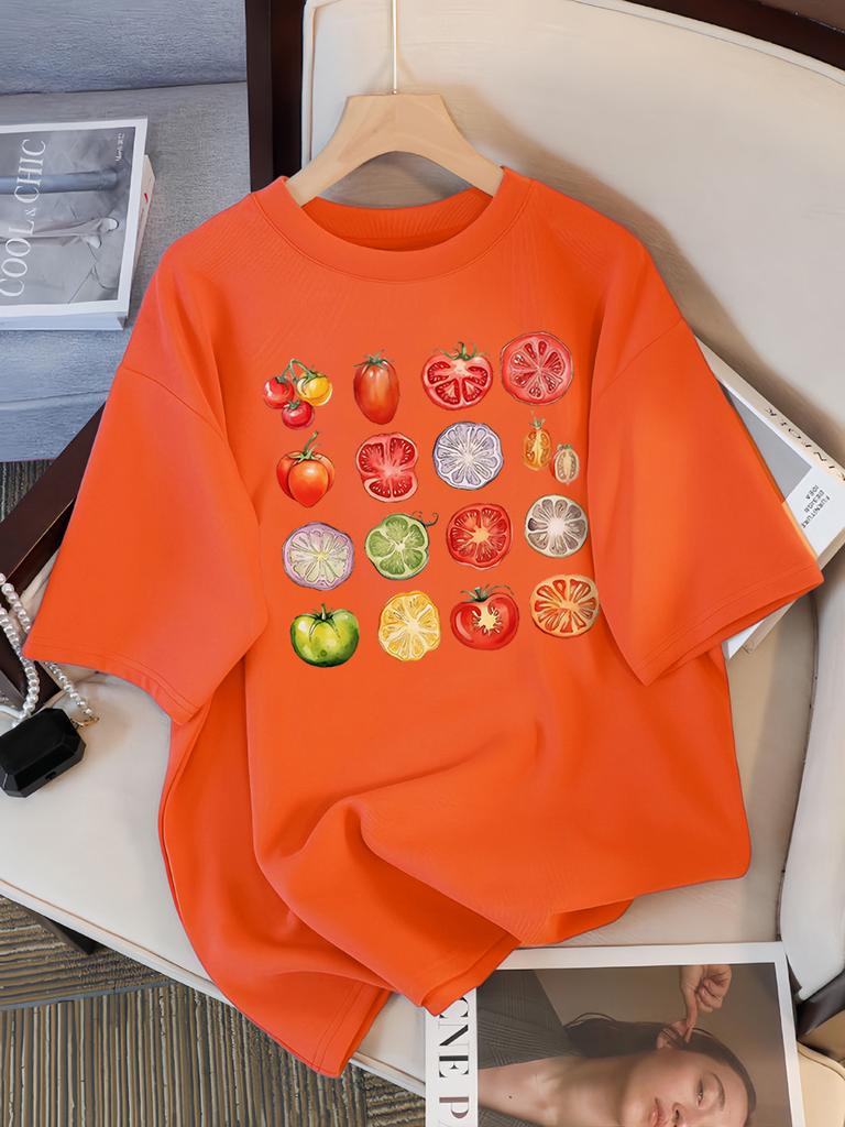 Tomato Variety Collection Chart T Shirt Female Summer Fashion Clothes Cotton Street Short Sleeve Casual Hip Hop T-Shirts