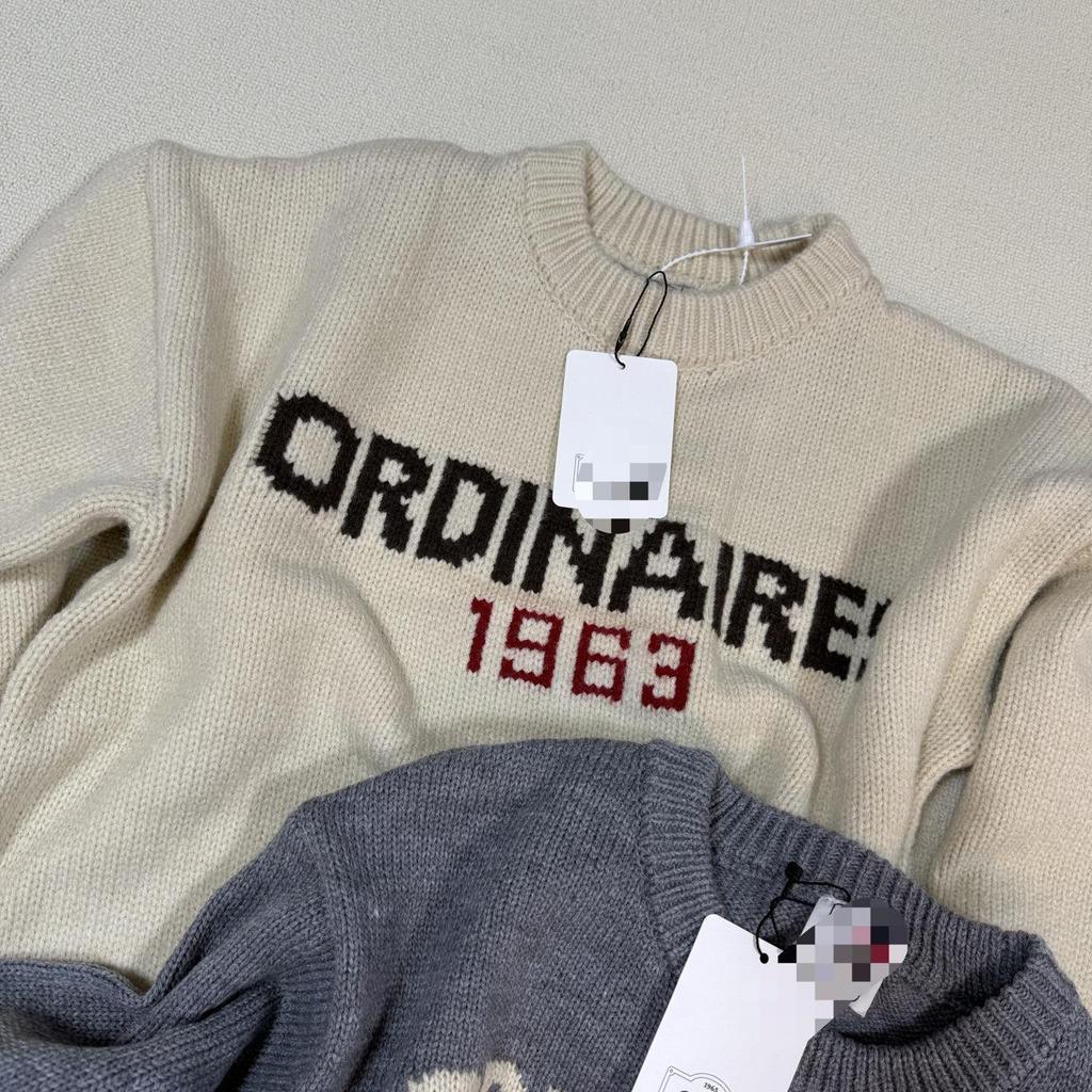 In Stock Miss Wu Korean Retro Letter Print Knit Sweater - 2024 Autumn/Winter Collection