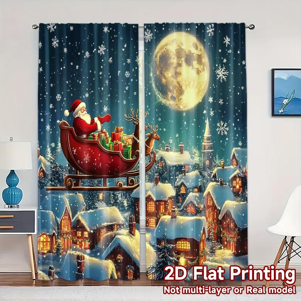 2 Stück, Vorhänge Weihnachtsrentier Geschenk (2) Chic Chic Vorhang Vielseitige Stoffvorhänge Art Deco Festlich Perfekt für Schlafzimmer,