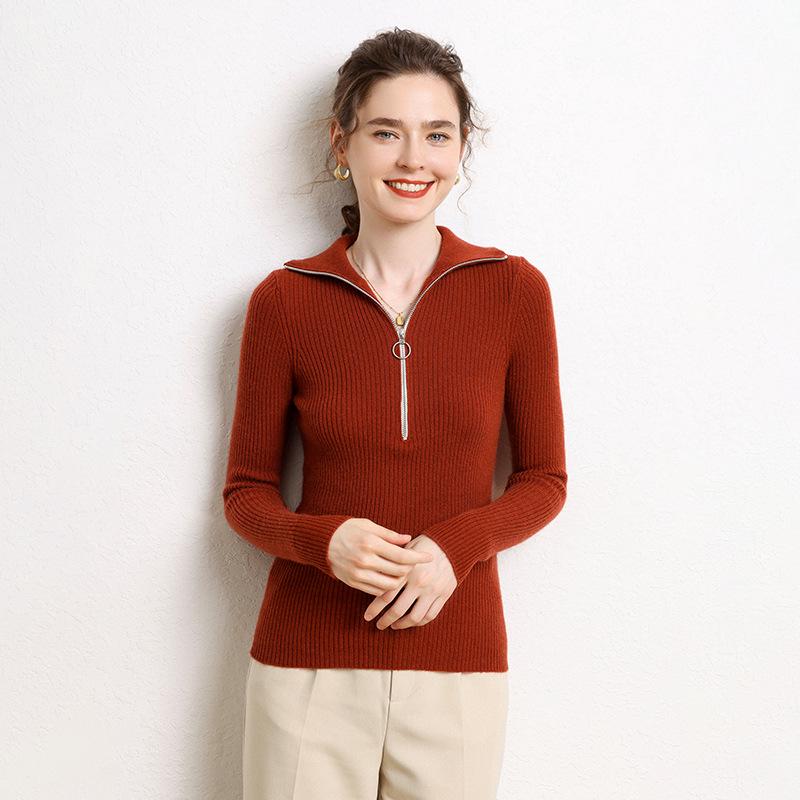 Women's Soft Cashmere Half-Zip Lapel Sweater - Slim Fit, Warm & Gentle Winter 2026 Style