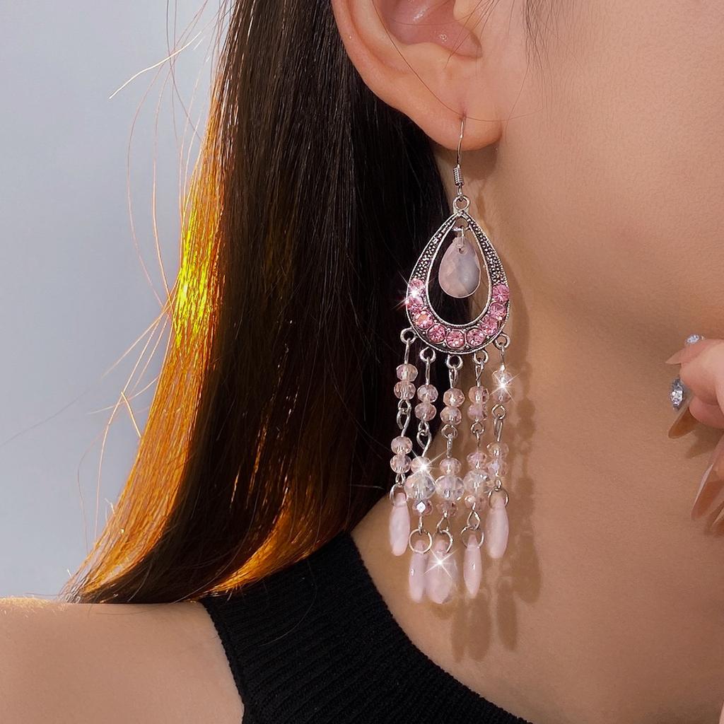 Water Drop Tassel Ear Hooks Fashionretro Earrings Ethnic Style Earrings Sense of Designniche Style