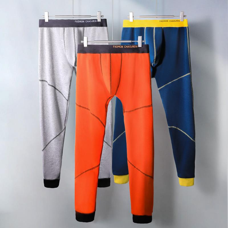 Męskie Grube Ciepłe Spodnie Polarowe - Zimowe Jesienne Bawełniane Wełniane Jednoczęściowe Legginsy