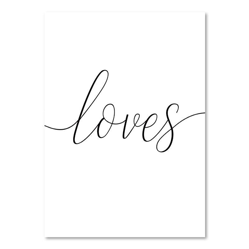 Schwarz-weißes Lebenszitat auf Leinwand, Gemälde im skandinavischen Stil, Liebesposter und Druck, nordische Wandbilder für Wohnzimmer, Heimdekoration