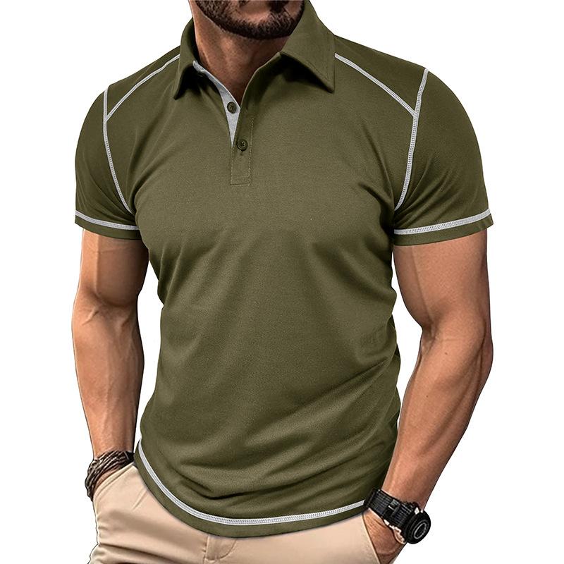 New Summer Men's Short-sleeved Polo Shirt Men's Colour Blocking Lapel Polo Shirt Men's Body Shirt