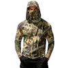 Men's Casual Hoodie Long Sleeve Lightweight Breathable Sun Protection Leaf Camouflage Printed Pullover Shirt with Hood and Chest Pocket