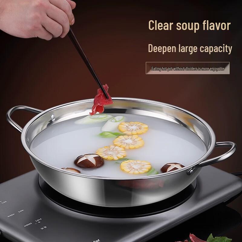 HUIHUADU Thickened Stainless Steel Clear Soup Hot Pot