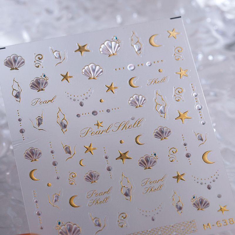 

Qiji Gilding Xingyue Shell Nail Sticker Waterproof Nail Sticker Decorative Decals Ornament M638 M638 (bronzing)