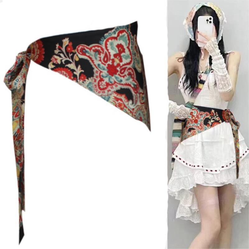 Modischer Dreieck-Schnür-Taillenband im chinesischen Stil für Damen, Verstellbarer Designer-Gürtel, Taillendekoration aus Hanfu-Stoff