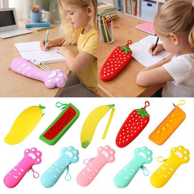 Simulated Fruit Pencil Case Silicone Stationery Pouch Portable Stationery Organizer  Students