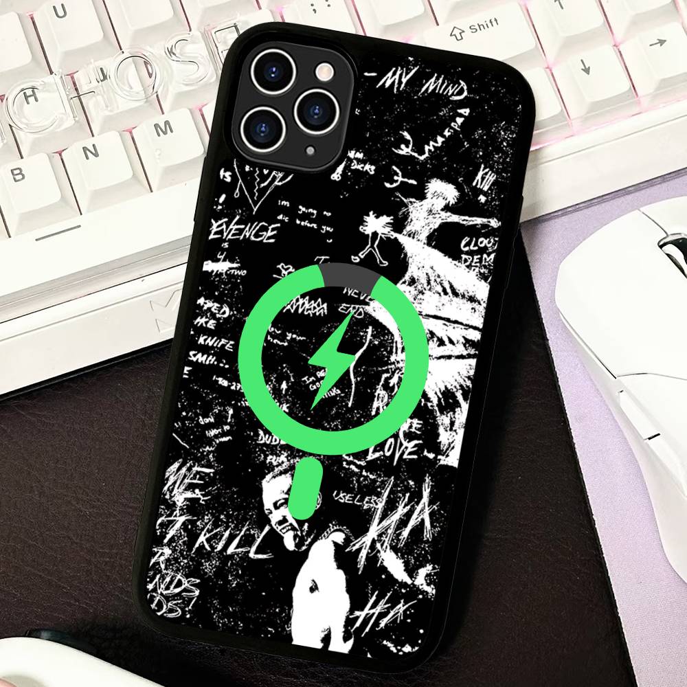 

Чехол для iPhone 17 16 15 Pro Max 14 Plus 13 12 11 с изображением рэпера X-XXXTentacionS, с магнитной крышкой для беспроводной зарядки Magesafe iPhone 13 pro