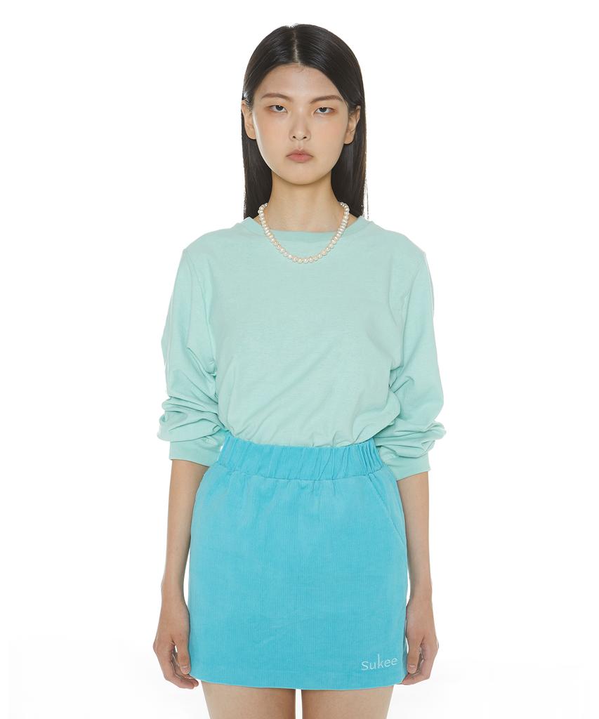 Suki Embroidered Logo Mini Corduroy Skirt (Blueberry)