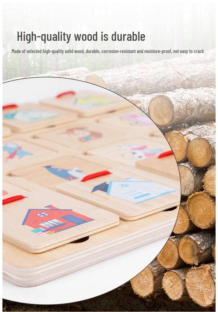 Small Animal Homes Puzzle: Early Education Matching Board Toy for Baby Concentration Training.