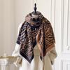 Winter Elegance Cashmere Two-Sided Scarf For Women Leopard Print Shawl Female Pashmina Luxury Poncho Thick Blanket Warm Bufanda