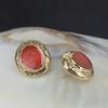 French retro enamel glaze stud earrings copper plated real gold earrings women's antique light luxury earrings