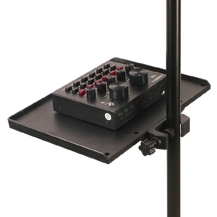 Microphone Stand Rack Tray Holder Sound Card Tray, Clamp On Shelf for Recording