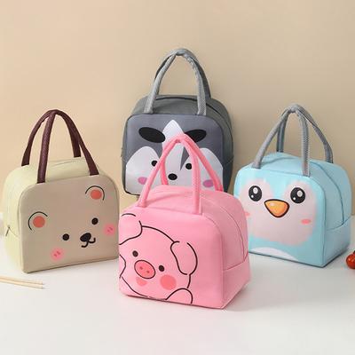 Cartoon Animals Printed Thermal Lunch Bags For Children Kids Storage Banto Lunchbox Food Bag Insulation Bags