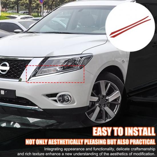 Soft Carbon Headlight Lower Eyebrow Sticker Trim For Nissan Pathfinder 2013-2018