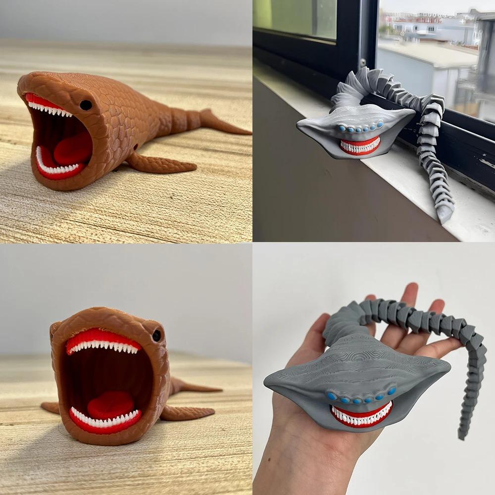 Bloop Mořská Příšera 3D Tištěná Flexibilní Kloubová Fidget Hračka – Požírač Moře Hlubinné Stvoření Sběratelský Předmět, Hračka na Stůl pro Úlevu od Stresu