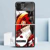 C-Chainsaw Mans Denji Black Cover for Samsung Galaxy Z Flip 7 6 5 4 3 5G Phone Case Flip7 Flip6 Flip5 Flip4 Flip3 Pattern Case G