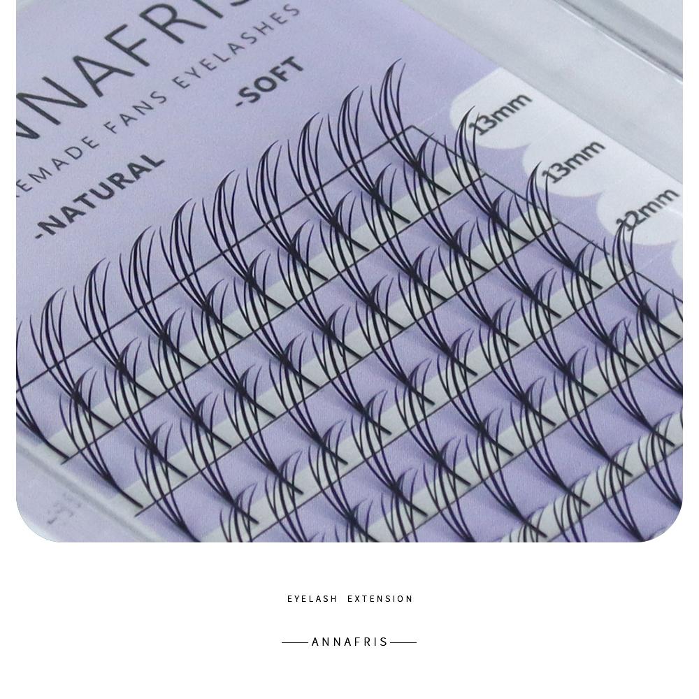 ANNAFRIS Anime Komiksový Spire Prodloužení Řas Předem Vytvořené Vějířky Přírodní Kašmírové Manga Umělé Řasy Přírodní Měkký Tvar Pírka Pteris Řasy