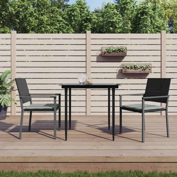 VidaXL Ensemble à manger de jardin 3 pcs coussins résine tressée acier, ensemble à manger, ensemble à manger d'extérieur, 3187001