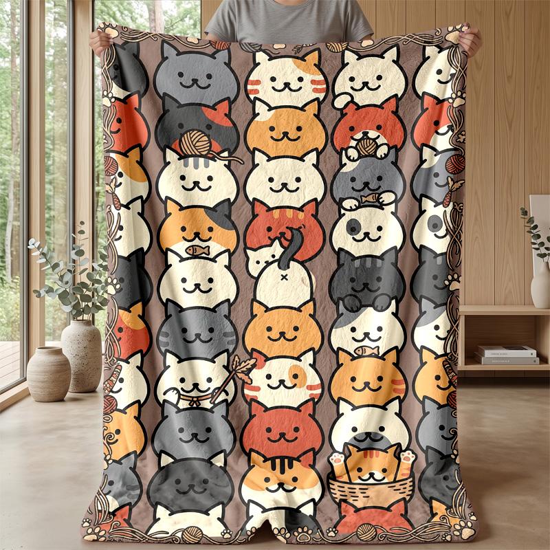 Cats In Soap Bubbles Blanket Personalized Name Flannel Blanket Soft Cozy Plush Throw for Sofa Bed Lightweight Home Decor