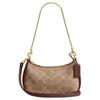 Teri 19 Brand Logo Zipper Closure, Faux Leather with Recycled Leather, Shoulder Crossbody Bag, Small, Women's, Brown