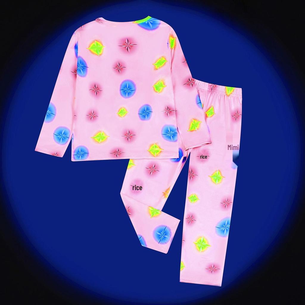 Ψηφιακό Πράσινο Φθορίζον Πυτζαμοσετ Δεινόσαυρος Αυτοκίνητο για Αγόρια και Κορίτσια - Μακρυμάνικο & Παντελόνι