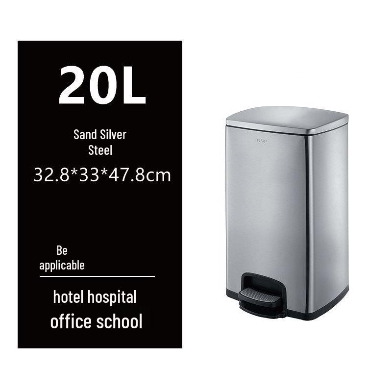 50L Stainless Steel Commercial Trash Can with Large Foot Pedal for Hotels and Shopping Malls