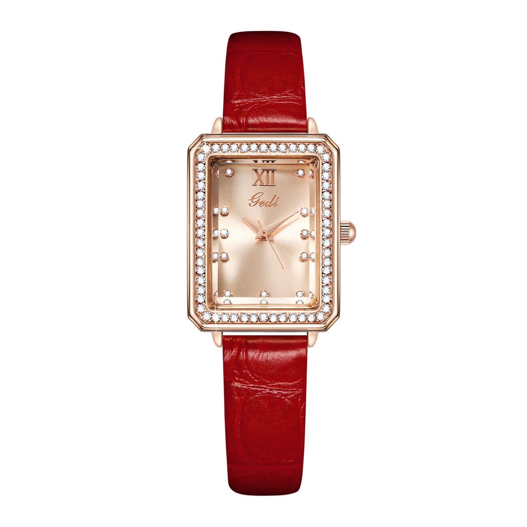 Fashion Light Luxury Diamond-Encrusted Square Exquisite Case Women'S Middle School Student Waterproof Belt Quartz Watch