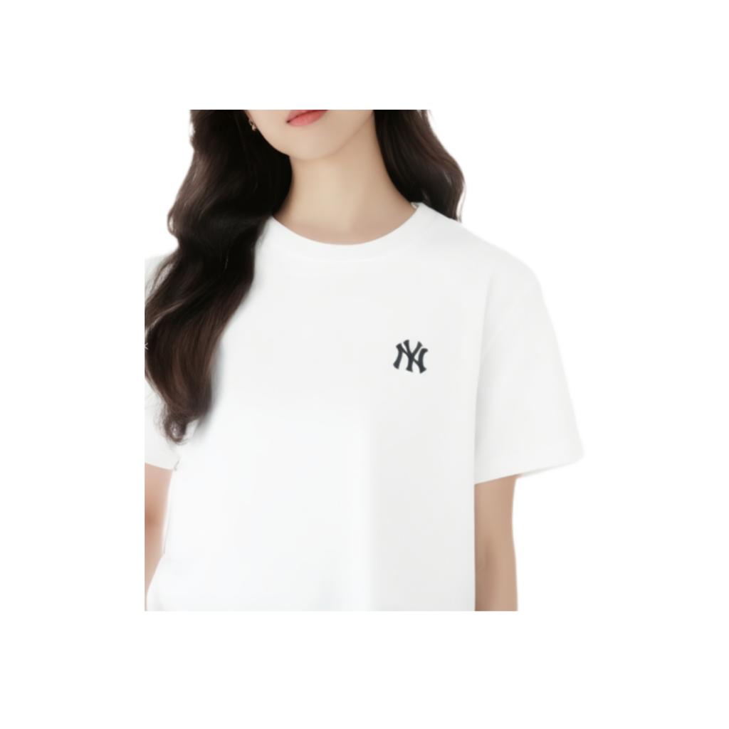New York Yankees Mlb Basic Small Logo Slim Crop Fashion Simple Round Neck Short Sleeve T-Shirt Women tops 3FTSB6253-50WHS