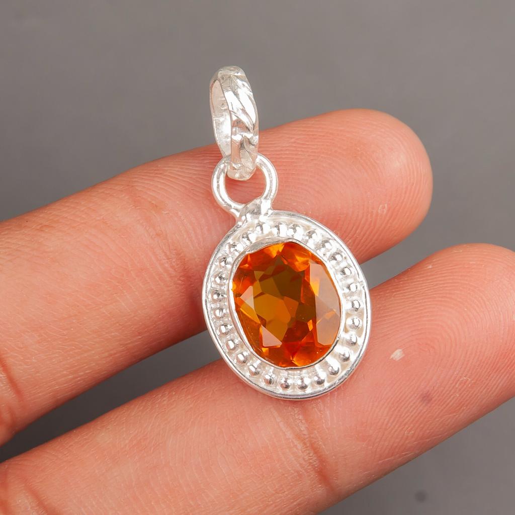 Citrine Gemstone 925 Sterling Silver Jewelry Handmade Pendant1.20" Gift For Wife PP-7-4